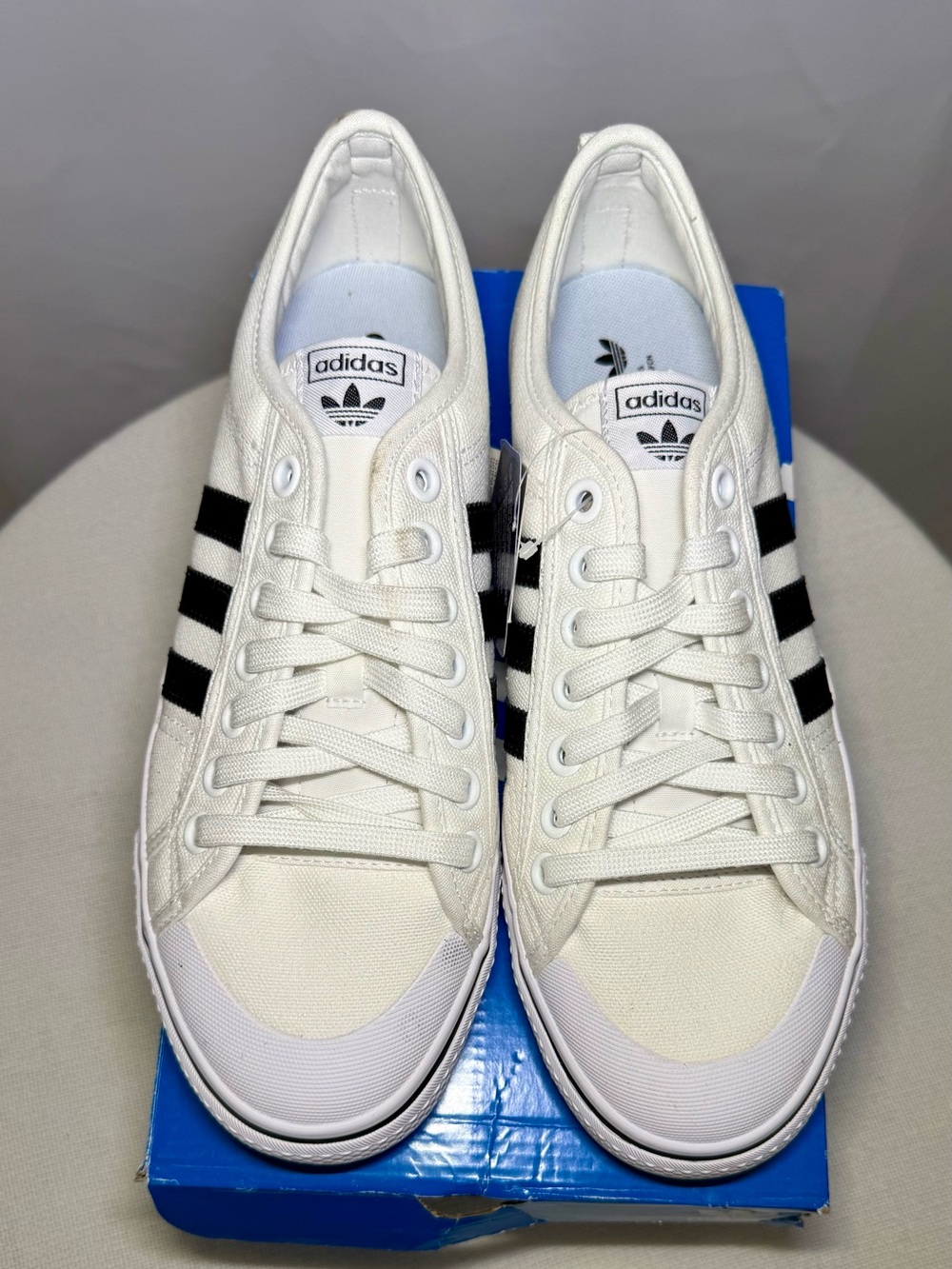 NEW Adidas Nizza Platform Sneakers Men’s Size 10 White Black Canvas NWT